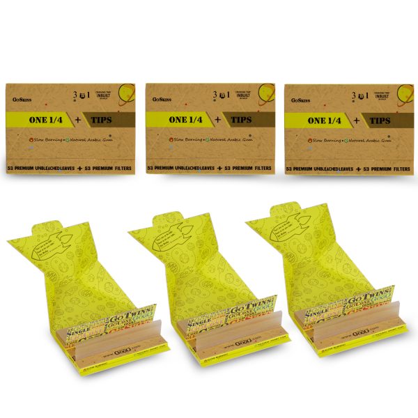 Captain GoGo Natural Unbleached Rolling Papers with Filter 1/4 Size Booklet Pack Of 24 - Image 3