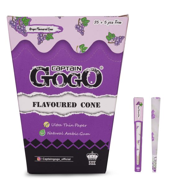 Captain GoGo Grapes Flavoured Pre-Rolled Cone King Pack Of 30 - Image 5
