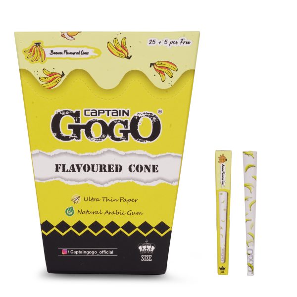 Captain GoGo Banana Flavoured Pre-Rolled Cone King Pack Of 30 - Image 5