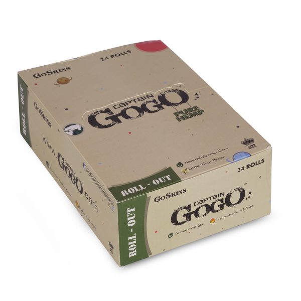 Captain GoGo Hemp Rollout Rolling Paper 45mm Width, 5m Length Pack Of 24