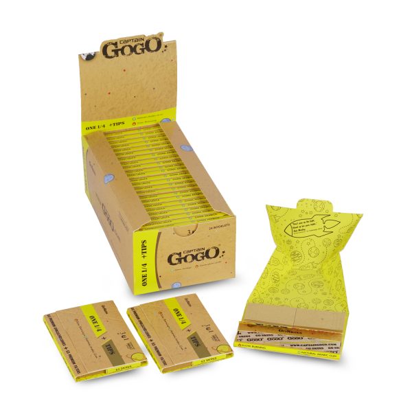 Captain GoGo Natural Unbleached Rolling Papers with Filter 1/4 Size Booklet Pack Of 24 - Image 5