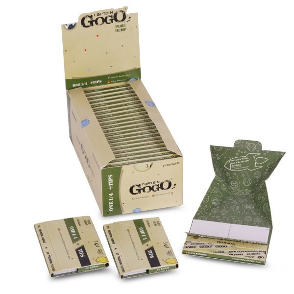 Captain GoGo Hemp Rolling Papers with Filter 1/4 Size Booklet Pack Of 24
