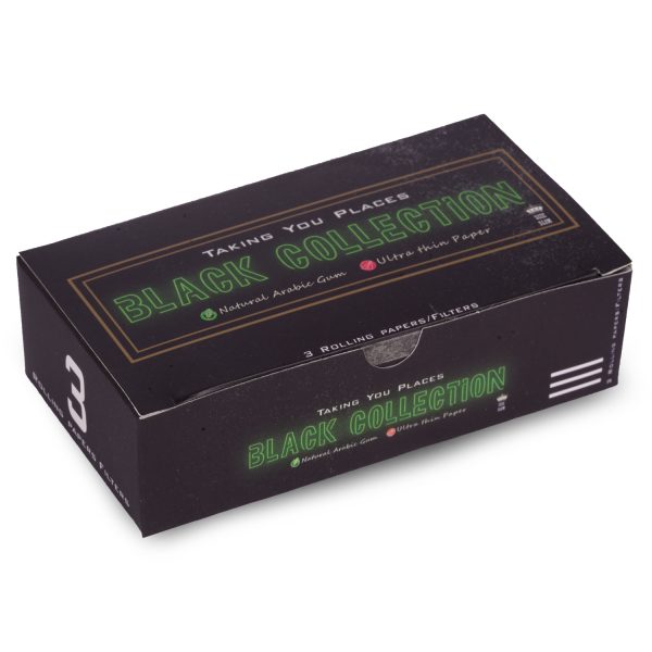 Captain GoGo Gotwins 3 Papers with 3 Filters Black, Unrolled Rolling Papers King Size Pack Of 50