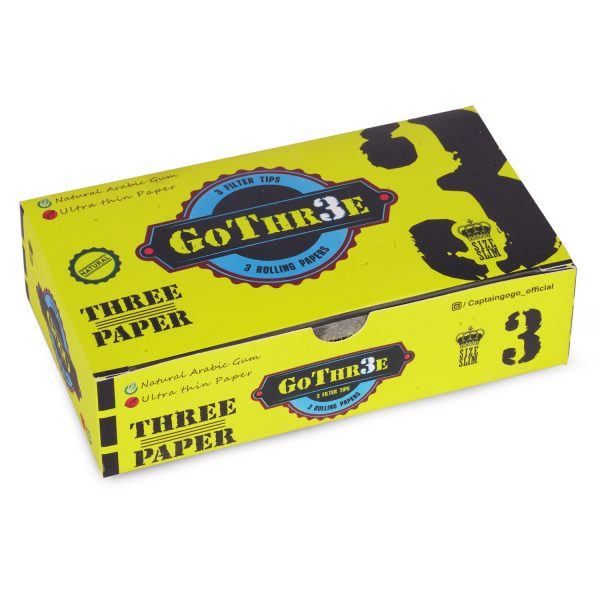 Captain GoGo Gotwins 3 Papers with 3 Filters Unbleached, Unrolled Rolling Papers King Size Pack Of 50