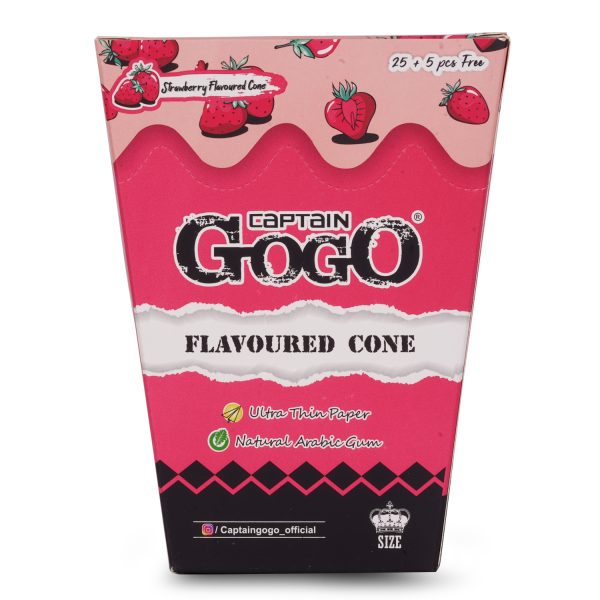 Captain GoGo Strawberry Flavoured Pre-Rolled Cone King Pack Of 30 - Image 6